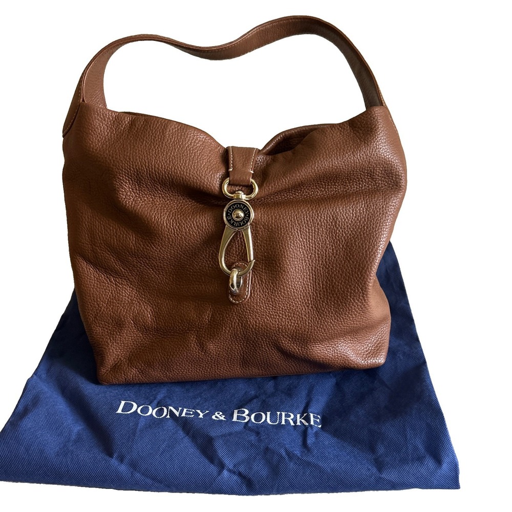 Dooney & Bourke Samba Leather Hobo Logo Lock Handbag Purse Strap Pebble Grain